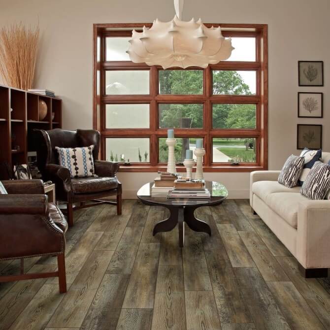 classy living room with luxury vinyl plank flooring